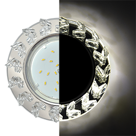 Ecola GX53 H4 LD5361 Glass Круг с крупными  прозр. стразами Елочка с подсветкой/фон зерк./центр.часть хром 54x120 (к+)