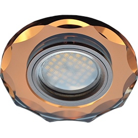 Ecola MR16 DL1653 GU5.3 Glass Стекло Круг с вогнутыми гранями Янтарь / Черненая медь 25x90 (кd74)
