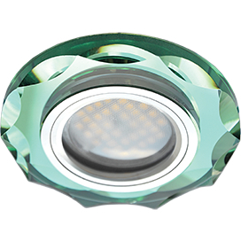 Ecola MR16 DL1653 GU5.3 Glass Стекло Круг с вогнутыми гранями Изумруд / Хром 25x90 (кd74)