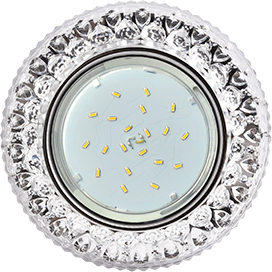 Ecola GX53 H4 LD7009 Светильник встр. искристый с подсветкой "Кристалл" Прозрачный / Хром 40x125 (к+)
