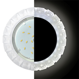 Ecola GX53 H4 LD5361 Glass Круг с крупными матовыми стразами Конус с подсветкой/фон мат./центр.часть хром 52x120 (к+)