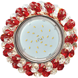 Ecola GX53 H4 5341 Glass Круглый с хрусталиками Прозрачный и Рубин /Хром 56x120 (к+)
