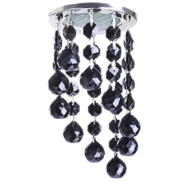 Ecola MR16 CR1007 GU5.3 Glass Стекло Круг с большими хруст. на подвесе "под скос" Черный / Хром 84x170