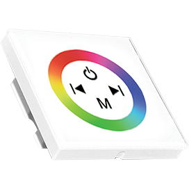 Снят с производства. Ecola LED strip RGB Controller 12A 144W 12V (288W 24V) настенный белый с кольцевым сенсором с установ. коробкой