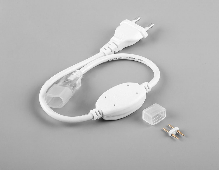 Лента светодиодная,120SMD(2835)/м  9,6Вт/м 220V IP67 50м, синий, FERON LS720 с 1 сетевым шнуром, 1 заглушкой, 1 коннектором в комплекте