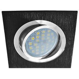 Ecola MR16 DL205 GU5.3 Светильник встр. литой поворотный Квадрат Шлифованный черный / Хром 25x92x92