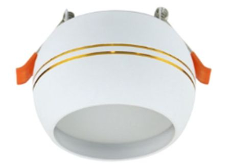 Ecola GX53 SP5376 светильник встраив. Спот Сфера углубленный Белый матовый с золотыми полосками 90х73 (к+)