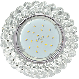 Ecola GX53 H4 5341 Glass Круглый с хрусталиками Прозрачный /Хром (светильник) 56x120 (к+)