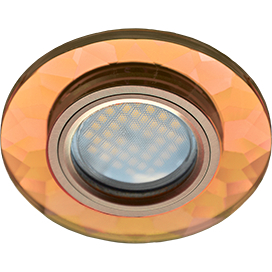 Ecola MR16 DL1654 GU5.3 Glass Стекло Круг граненый Янтарь / Черненая медь 25x90 (кd74)