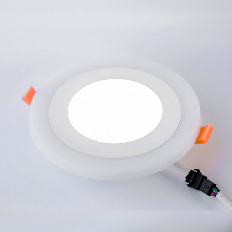 Ecola LED downlight встраив.1041 Круглый даунлайт с драйвером с подсветкой  9(6+3)W 220V 2700K / 2700K 145x20