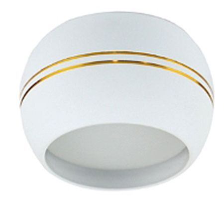 Ecola GX53 SP5395 светильник накладной Спот Сфера углубленный Белый матовый с золотыми полосками 90х52