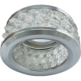 Ecola MR16 DL1655 GU5.3 встр. круглый с хруст.(3 ряда) и ободком - Прозрачный / Хром 63x85 (кd74)
