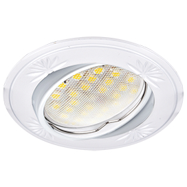 Ecola MR16 DL21 GU5.3 Светильник встр. литой поворотный искр.гравир. Четыре цветка Белый 23x84