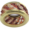 Ecola MR16 DL1655 GU5.3 встр. круглый с хруст.(3 ряда) и ободком - Прозрачный и Янтарь/ Золото 63x85 (кd74)