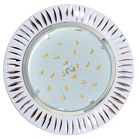 Ecola GX53 H4 DL5383  светильник встраив. без рефл. Рифленые реснички Белый/Алюм 20x110 (к+)