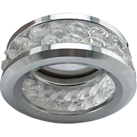 Ecola MR16 DL1656 GU5.3 встр. круглый с хруст.(2 ряда) и ободком - Прозрачный / Хром 54x85 (кd74)