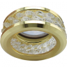 Ecola MR16 DL1656 GU5.3 встр. круглый с хруст.(2 ряда) и ободком - Прозрачный / Золото 54x85 (кd74)