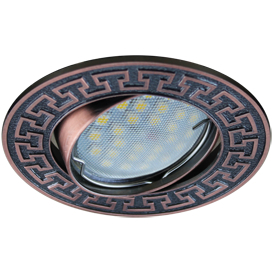 Ecola MR16 DL111 GU5.3 Светильник встр. литой поворотный Антик2  Черненая Медь 24x88