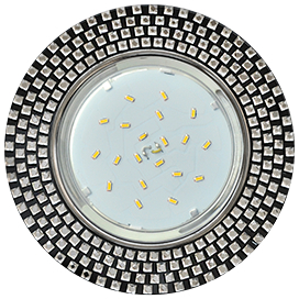 Ecola GX53 H4 5319 Glass Круг с  прозр.  мозаикой/фон черный./центр.часть хром 40x123 (к+)