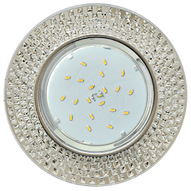 Ecola GX53 H4 5319 Glass Круг с  прозр.  мозаикой/фон зерк./центр.часть хром 40x123 (к+)