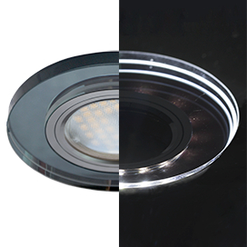 Ecola MR16 LD1650 GU5.3 Glass Стекло с подсветкой Круг Черный / Черный хром 25x95 (кd74)