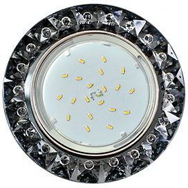 Ecola GX53 H4 5361 Glass Круг с крупными стразами Конус/фон черн./центр.часть хром 52x120 (к+)