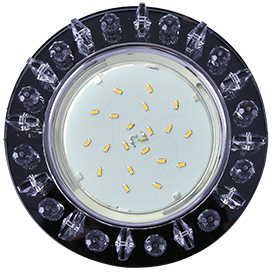 Ecola GX53 H4 5361 Glass Круг с квадратными прозрачными стразами /фон черн./центр.часть хром 52x120 (к+)