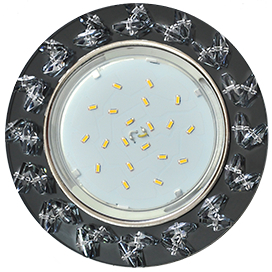 Ecola GX53 H4 5361 Glass Круг с крупными  прозр. стразами Елочка/фон черн./центр.часть хром 54x120 (к+)