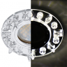 Ecola MR16 LD1661 GU5.3 Glass Стекло Круг с квадр. прозр. стразами с подсветкой/фон зерк./центр.часть хром 42x95
