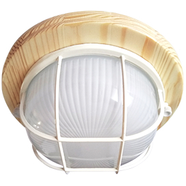 Ecola GX53 LED НБО-03-60-012 светильник Круг накладной IP65 дерево Клен 1*GX53 матовый с решеткой 220х84
