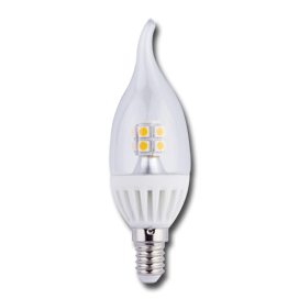 Ecola candle   LED  4,0W 220V E14 2700K 320° прозрачная свеча на ветру искристая точка (керамика) 125х37