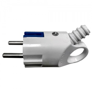 Ecola base Вилка угловая  с кольцом Белая  с заземлением 16А 250V