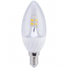 Снята с производства! Ecola candle   LED  4,0W 220V E14 4000K 320° прозрачная свеча искристая точка (керамика) 98х37