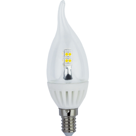Снята с производства! Ecola candle   LED Premium  4,0W 220V E14 4000K 320° прозрачная свеча на ветру искристая точка (керамика) 125х37