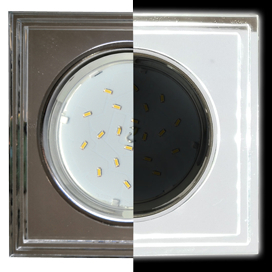 Ecola GX53 H4 LD5315 Glass Стекло Квадрат со ступеньками с подсветкой  хром - хром (зеркальный) 38x120x120 (к+)