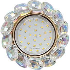 Ecola GX53 H4 5342 Glass Круглый с большими хрусталиками Прозр.искристый/Золото 56x125 (к+)