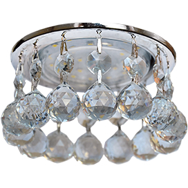 Ecola GX53 H4 5346 Glass Круглый с большими хрусталиками на прямом подвесе Тонированный/Хром 90x110 (к+)
