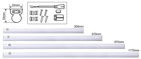 Ecola LED linear IP20  линейный св.д. св-к T5 с выкл. (сет.шнур без вилки, жест.коннектор) 12W 220V 6500K 570x22x33