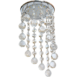 Ecola GX53 H4 5344 Glass Круглый с большими хрусталиками на подвесе "под скос" Прозрачный /Хром  (светильник) 225x110 (к+)