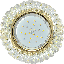 Ecola Light GX53 H4 Glass Круглый с хрусталиками Прозрачный /Золото 56x120 (к+)