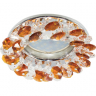 Ecola Light MR16 CD4141 GU5.3 Светильник встр. круглый с хрусталиками Прозрачный и Янтарь/Хром 50x90 (кd74)