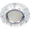 Ecola MR16 LD7071 GU5.3 Светильник встр. искристый с подсветкой "Розы" Прозрачный / Хром 25x95