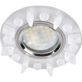 Ecola MR16 DL1661 GU5.3 Glass Стекло Круг с квадратными матовыми стразами /фон мат./центр.часть хром 42x95
