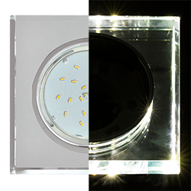 Ecola GX53 H4 LD5311 Glass Стекло Квадрат скошенный край с подсветкой  хром - хром (зеркальный) 38x120x120 (к+)