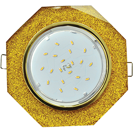 Ecola GX53 H4 5312 Glass Стекло 8-угольник с прямыми гранями золото - золотой блеск 38x133 (к+)
