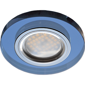 Ecola MR16 DL1650 GU5.3 Glass Стекло Круг Голубой / Хром 25x95 (кd74)