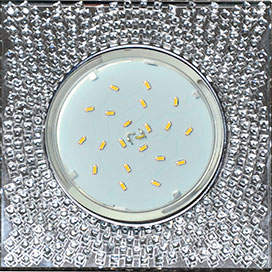 Ecola GX53 H4 5320 Glass Квадрат с  прозр.  мозаикой/фон зерк./центр.часть хром 40x123x123 (к+)