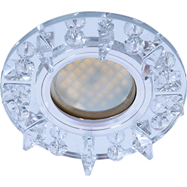 Ecola MR16 DL1661 GU5.3 Glass Стекло Круг с квадратными прозрачными стразами /фон зерк./центр.часть хром 42x95