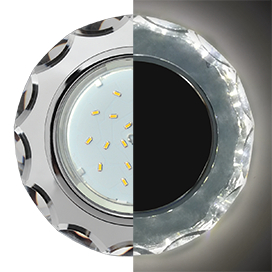 Ecola GX53 H4 LD5313 Glass Стекло Круг с вогнутыми гранями с подсветкой  хром - хром (зеркальный) 38x126 (к+)