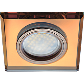 Ecola MR16 DL1651 GU5.3 Glass Стекло Квадрат скошенный край Янтарь / Черненая медь 25x90x90 (кd74)